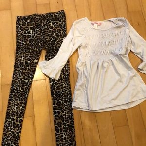 Leopard print pants and white top